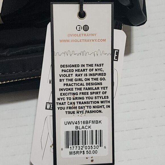 NWT $50 Violet Ray New York Black Sling Crossbody Pouch Bag Convertible Style - Picture 4 of 10